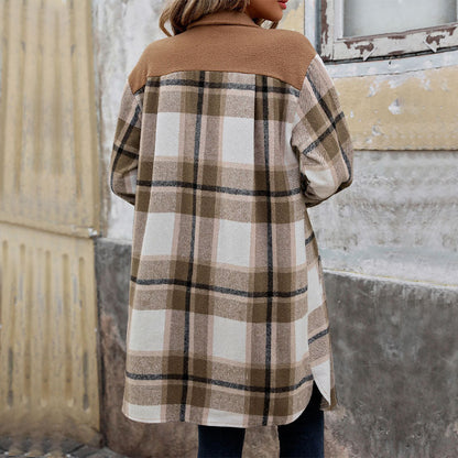 Manteau long à carreaux brossés