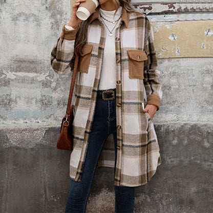 Manteau long à carreaux brossés