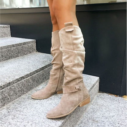 Bottes Élégantes en Suédine à talons bas